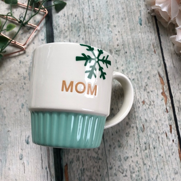 3/$25 Mom mug mint teal gold Hallmark snowflake
